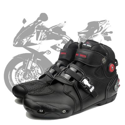 China PU Professional Motorbike Motorcycle Boots Leather Motocross Racing Boots Waterproof Biker To Protect Ankle Motorbike Shoes A9003 for sale