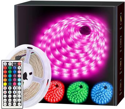 China Residential 5m 16.4ft RGB Color Changing DIY 5050 Flexible Led Strip Light with IR Remote Controller for Bedroom Home Decor for sale