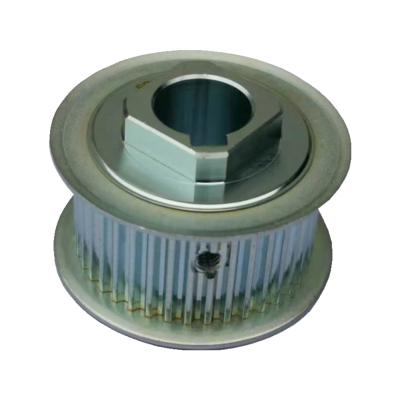 China Customized high quality zinc plating synchro pulley transmission with wire cut square hole robot pulley transmission shaft for sale