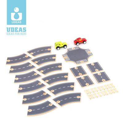 China Water Varnish Grade Educational Wooden Track Set Toy Car Set Diy Assemble Wooden Track Slot Wooden Toy Toys for sale