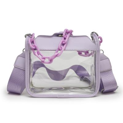 China Fashion PU PVC Clear Light Purple Cross - Body Bag PVC Transparent Bags for sale