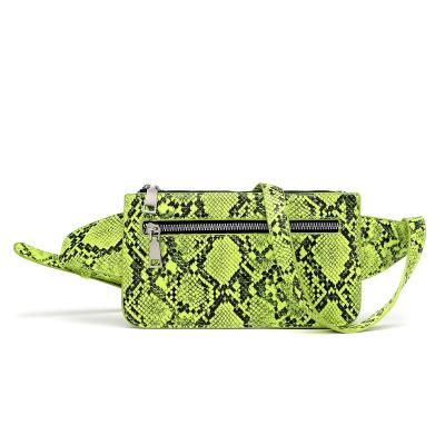 China Fashion Y2K Green Snake Print Animal Fanny Pack Waist Bag Neon Belt Bag for sale