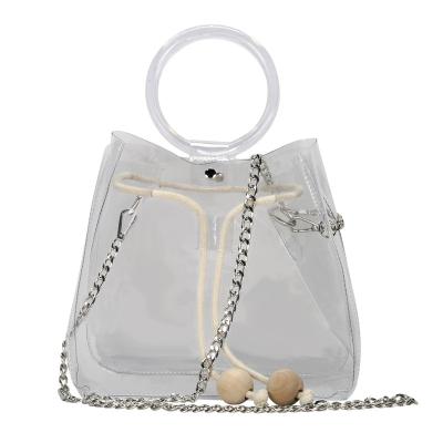 China NATIONAL Jelly Bag Shoulder Tote Bag Clear PVC Jelly Bag Transparent Bucket for sale