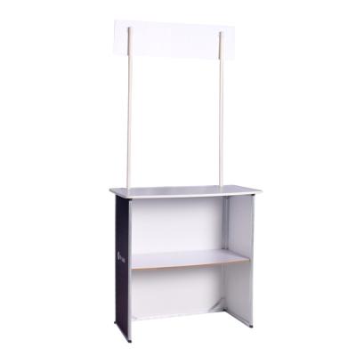 China Leightweight Demo Portable Aluminum Stand Portable Promotion Table with Banner Top Display and Carry Bag for sale