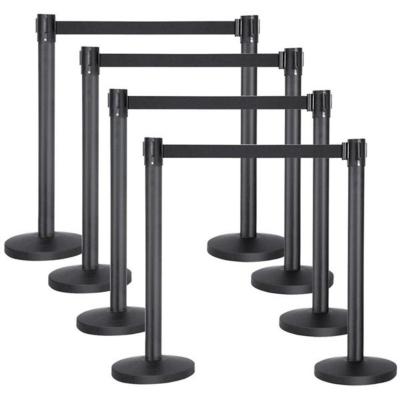 China Easily Assembled Retractable Cast Iron Base Stainless Steel Belt Crowd Control Barrier Queue Support Post for sale