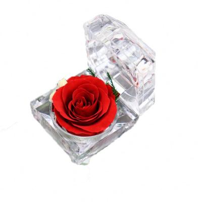 China Romantic Ring Box Flower Flower Jewelry Ring Box Preserved Rose Ring Wedding Gift Box for sale