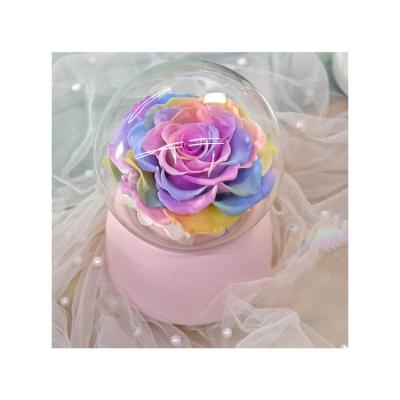 China Romantic New Products Rose In Glass Dome Eternal Rose Preserved Flower Music Box for Festival Gifts for sale