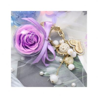 China Romantic ; Environmental Protection ; New Design Eternal Rose Balls For Weddings Preserved Flower Key Chain for sale