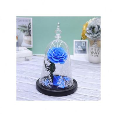 China New Design Real Flower Lasting In Glass Beauty Beast Rose Dome Flowers Preserved Dandelion Gifts for sale