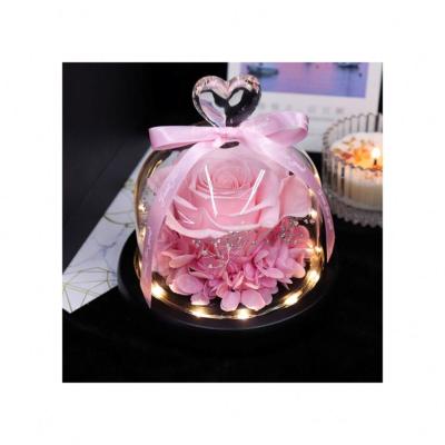 China Romantic Preserved Preserved Roses in Glass Tubes Dome for Valentine Day Gifts for sale