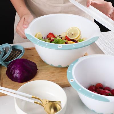 China Hot Selling Sustainable Factory Logo Custom Shallow Stainless Steel Mixing Bowl Set Multifunctional Salad Bowl With Lids for sale