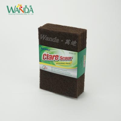 China Sustainable Home Kitchen Scrubber Brown Cleaning Abrasive Scouring Pad for sale