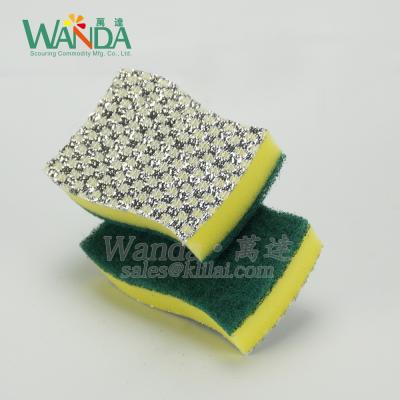 China Sustainable Double Use Sponge Scrubber With Mesh Cloth With High Performance for sale