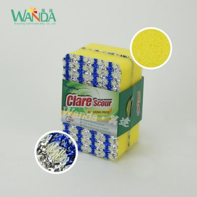 China Sustainable Household Foam Cleaning Scourer With Mesh Cloth For Dish Washing for sale