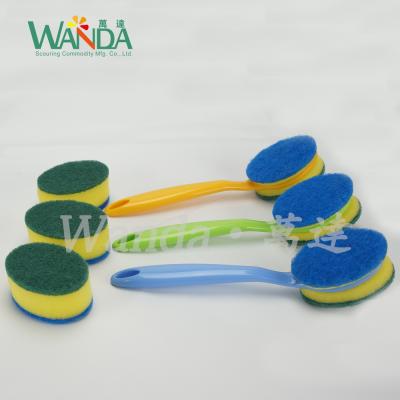 China Sustainable Colorful Sponge Brush Sponge Dish Cleaning Brush With Short Handle for sale