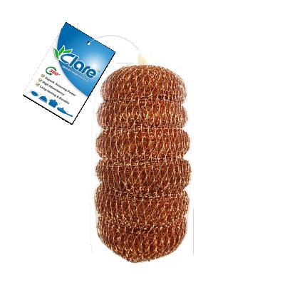 China Sustainable Washing Plated Steel Wire Scrubber Sponge Copper Metallic Scourer For Home Kitchen for sale