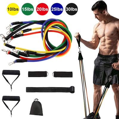 China Home Exercise Drop Shipping Non Slip 11 Pcs Resistance Bands Set Portable Band Exercise Resistance Band Set Kit for sale