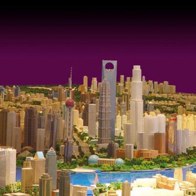 China Modern 3d CAD Model Miniature Urban City Model For Design Planning 3d Visuals Sale Minimalist LED Acrylic Cross Box Wooden Lighting for sale