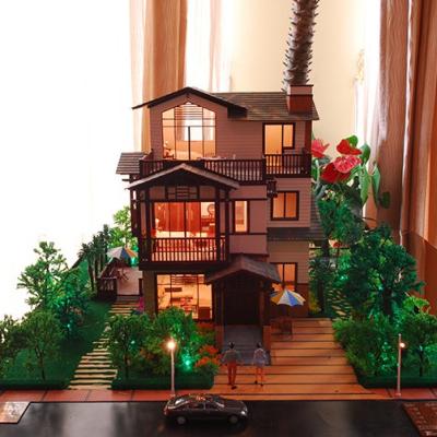 China Minimalist small house model with warm lighting effect, architectural mockup for sale