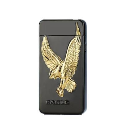 China Novelty Embossed USB Three Dimensional Arc Double Rechargeable Wind Lighters for sale