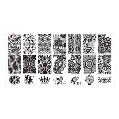 China Durable Gather Through Stainless Steel Rectangle Templates Nail Art Print Tools Nail Stamping Plates for sale