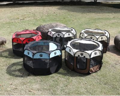 China Scratch-Resistant Collapsible Cat Kennel Dog Birth Room Dog Cage Pet Fence Tent Oxford Cloth Viable Octagonal Fabric Dog Nest for sale