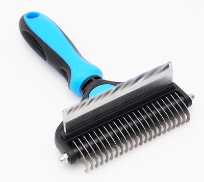 China Viable Pet Deshedding Cat Hair Remover Stainless Steel Pin Brush double-sided two-in-one the open junction for sale