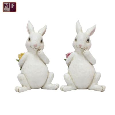 China USA Custom Design Bunny Decoration 2 Assorted Easter Resin Bunny Statues for sale