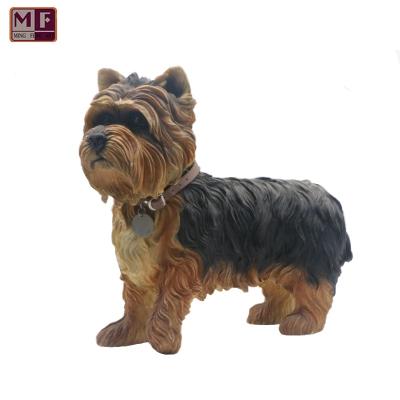 China USA Polyresin Realistic Cute Animal Statues w/Brown Black Dog Figurine for sale