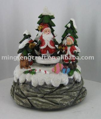 China Polyresin Santa Claus Christmas Music Box Products for sale