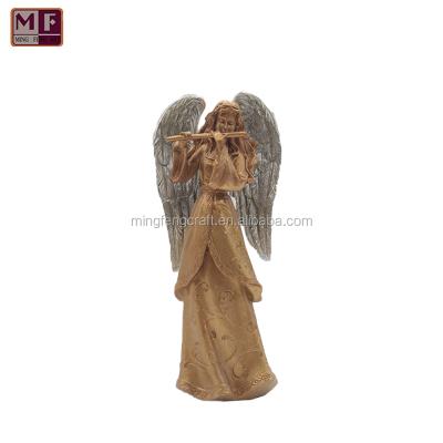 China Angel Statue Evergreen Enterprises Ornate Religious Angel With Flute Seasonal Statue for sale