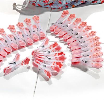 China 24pcs Large Plastic Clothespin Clothespins Eco-friendly Set Colorful And Flower Design With Soft Handle for sale