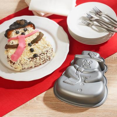 China Viable Christmas Santa Claus Snowman Shape Silicone Cake Mold Cake Baking Mold for sale