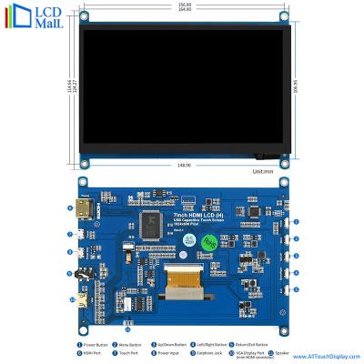 China 7 pulgadas HDMI TFT Display 1024 * 600 puntos Interfaz HDM 6 O'Clock Visualización en venta