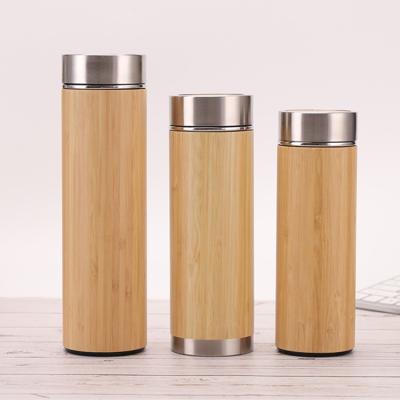 China Stainless Steel Viable Bottle Water Bottle Tea Tumbler Tea Tumbler Natural Bamboo Vacuum Flask Thermos for sale