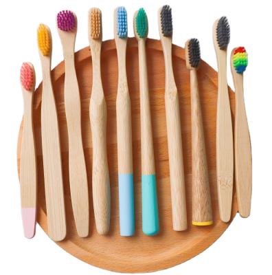 China Eco-Friendly Natural Compostable Toothbrush Family Bamboo Multicolor Wooden Toothbrush Family Pack for sale