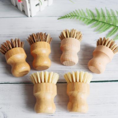 China Sustainable Natural Bamboo Dish Scrub Bristle Sisal Brush For Pot Filters Cup Bottle Kitchen Scrubber Cleaning Brushes for sale