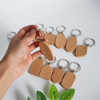 China Cute beech wood+ alloy custom logo beech wood+ alloy mute key tag keychain wooden key fob key chain for other DIY accessories for sale