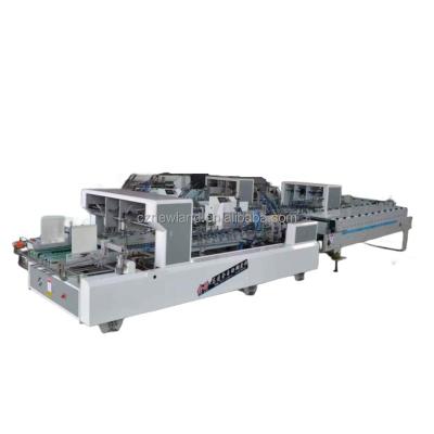 China Food 850 Automatic box paste machine for make small corrugated and paper box folding gluing machinery for sale