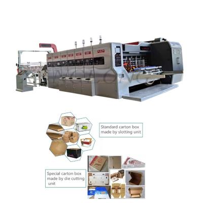 China Fruit box YJV950*2600mm carton automatic high speed three  color vacuum printer slotter die cutter stacker machine for sale