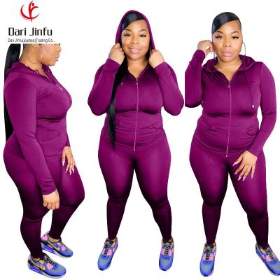 China 2021 new fashion viable hot sale 2 piece wear casual active workout set sweat suits plus size women's clothing for sale