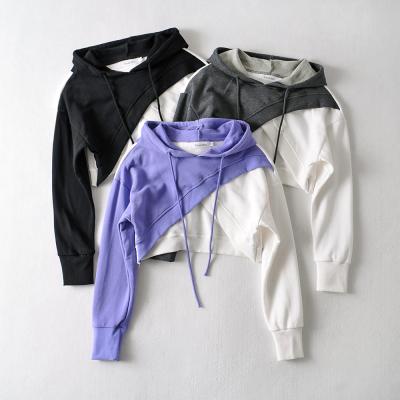 China Color matching anti-pilling stitchingwoman complements fashionable cropped cropped hoodies women drew hoodie for sale