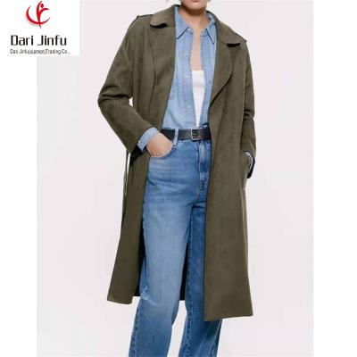 China Viable Women Ladies Overcoat Factory Ditch Coat Suede Coat for sale