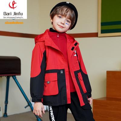 China Wang Wang Team Children's jacket windproof hooded jacket 2021 autumn winter boys warm tops two-piece new for sale