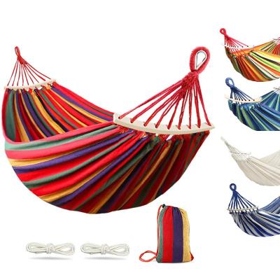 China Comfortable Canvas Hammock Bed Folding Nylon Wholesale Swing Camping Hanging Portable Outdoor Double Hammock for sale