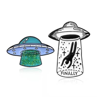 China Creative Global Mystery Spaceship Alien Lapel Pins Badges Custom Metal Pins China Supplier for sale