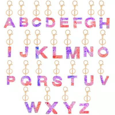 China Fashion 26 Letters Alphabet Quit Keychains Luxury Bling Sparkle Key Chain For Lady for sale