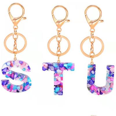 China Wholesale Luxury Fashion Resin Letter Key Chain Design Alphabet 26 Letters Keychains For Women for sale