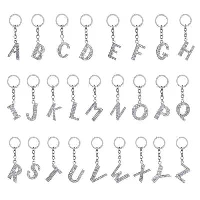 China 26 Letter Crystal Keychain Metal Custom Alphabet Global Letter Keychains for sale