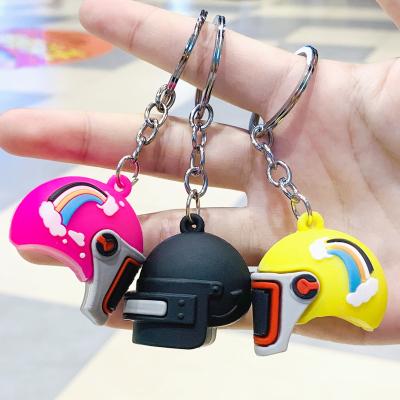 China New Cute Custom Small 4 Style Simulation Helmet Key Chain 3D PVC Keychains for sale